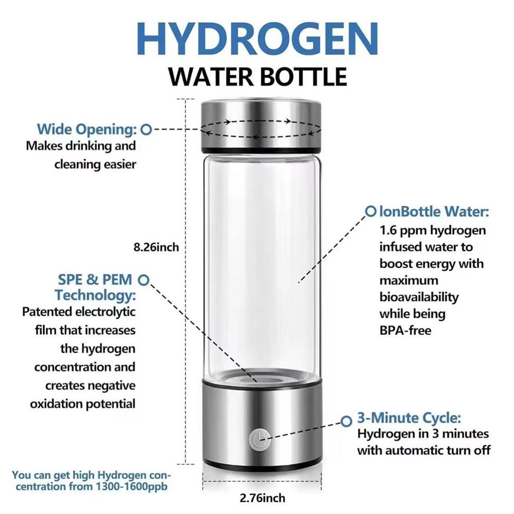Hydrogen Water Bottle Recommended ,Rechargeable Hydrogen Water Generator , Hydrogen Water Ionizer Machine for Home Office Travel