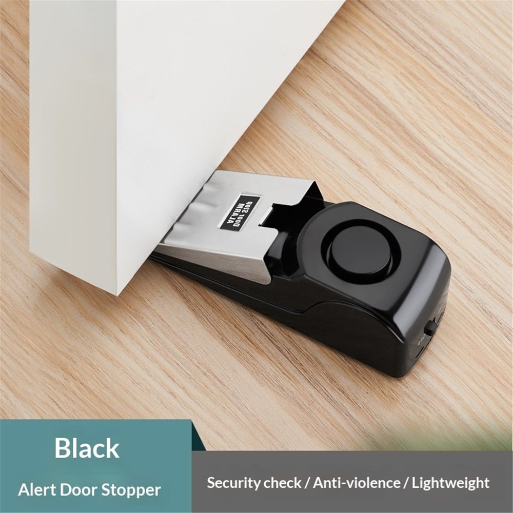 Pack of 3 Door Stop Alarm, with 120DB Siren Door Stop for Traveling, Apartment, Hotel and Home (Black)