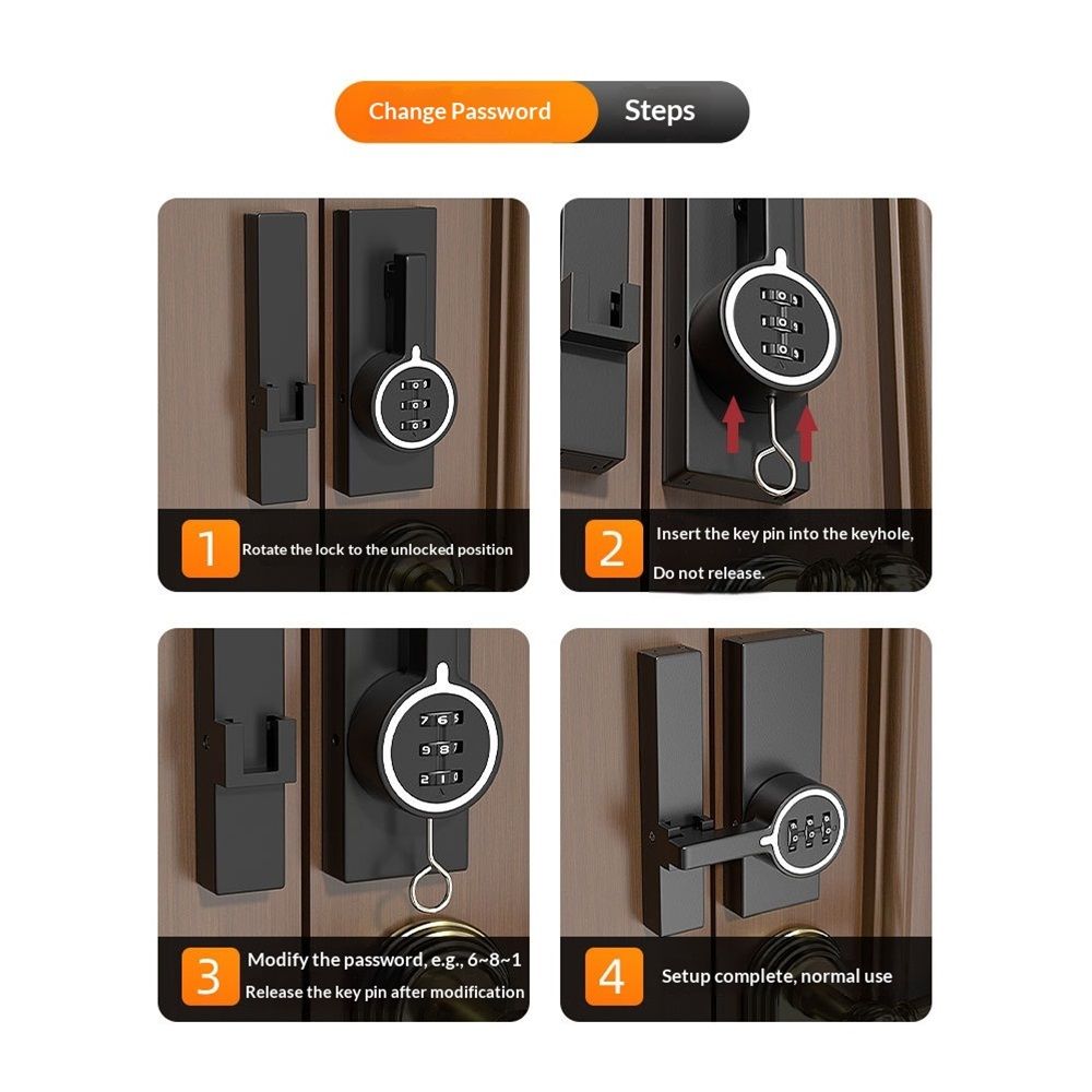Black (Luminous) 180 Degree Barn Door Lock, 3 Digit Password Keyless, Mechanical Password Lock,Flip Latch with Combination,for Barn Door,Sliding Door, Windows, Cabinets, Garden, Bathroom