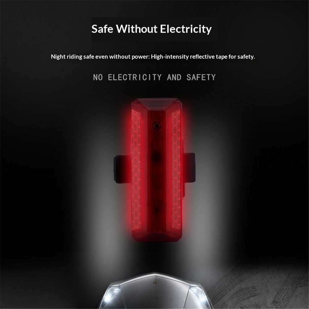 Rechargeable Bike Tail Light, Waterproof Bicycle Rear Cycling Visible Safety Flashlight, 5 Light Mode Road Mountain Night Ride Hiking, Cycling, Camping, Boating