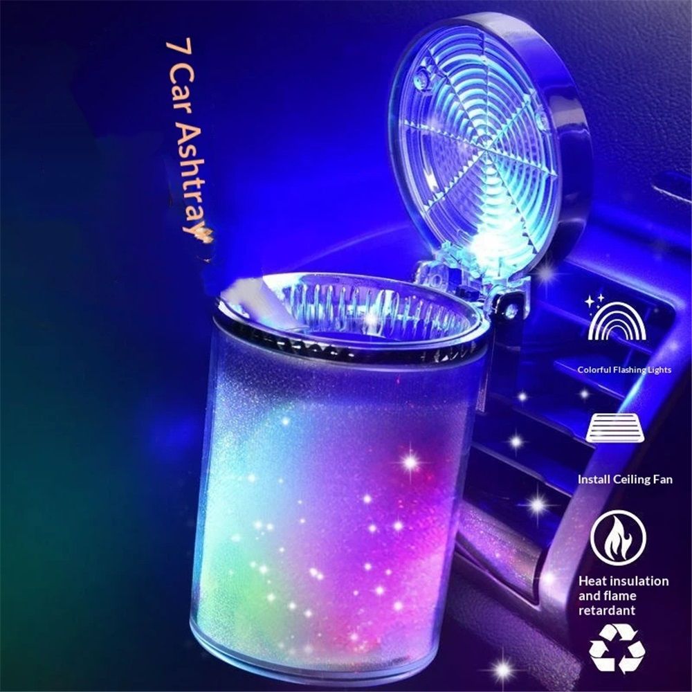 2x Car Ashtray Portable Smoke Cup Holder LED Light Truck Office Auto