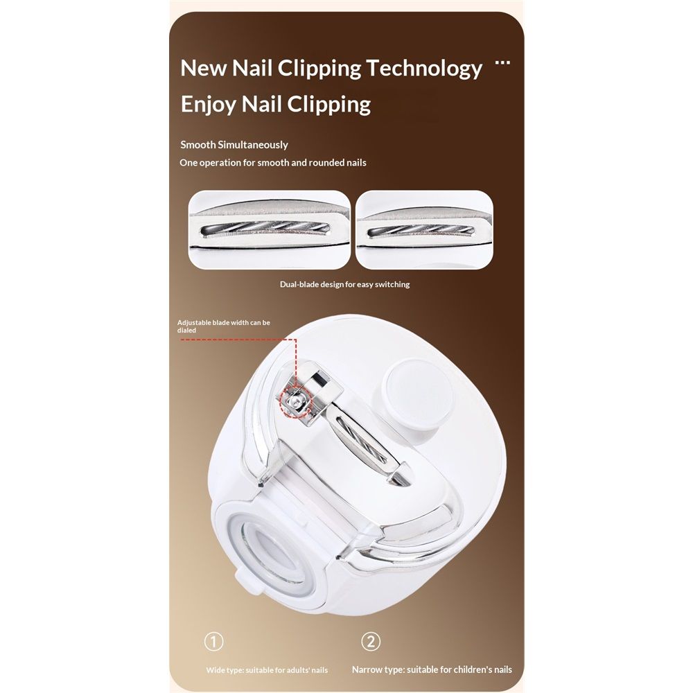 Electric Nail Clipper【Magnifier Assistance】Clear Vision, Precise Trimming (White)(Suitable for Families,Seniors)