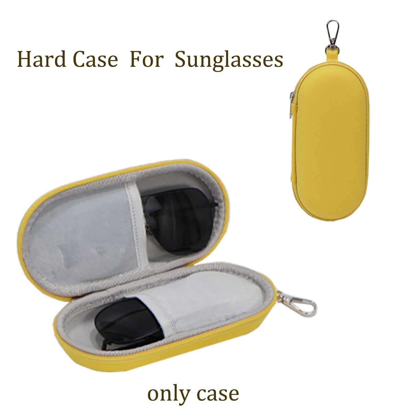 Double Eyeglasses Case, Dual Glasses Sunglasses Organizer with Zipper Closure, Eyewear Storage Box for Men Women Travel（yellow,not eyeglasses）
