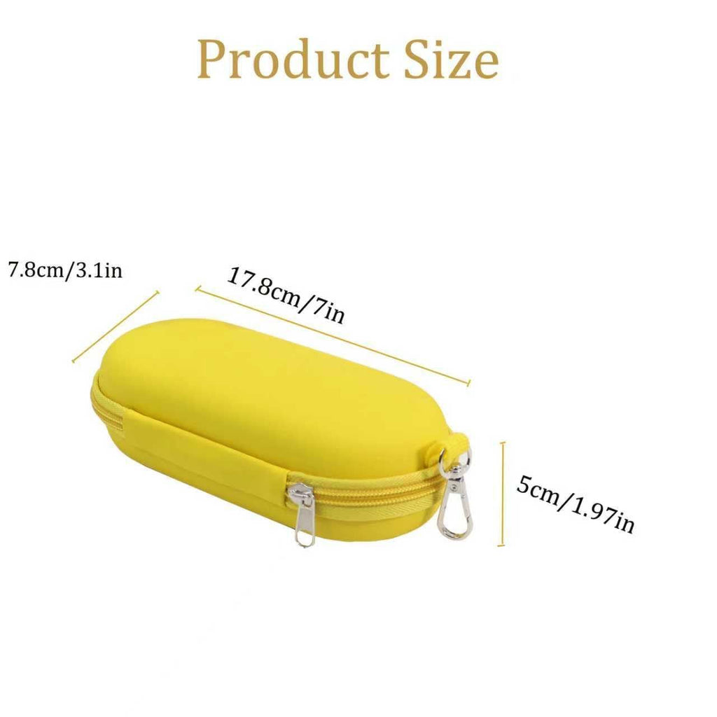 Double Eyeglasses Case, Dual Glasses Sunglasses Organizer with Zipper Closure, Eyewear Storage Box for Men Women Travel（yellow,not eyeglasses）