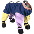 Waterproof Dog Boots with Suspenders, All-in Anti-Slip Paw Protector with Adjustable Dirty-Proof Pants for Small Medium Large Dogs (Color Mixing, S)