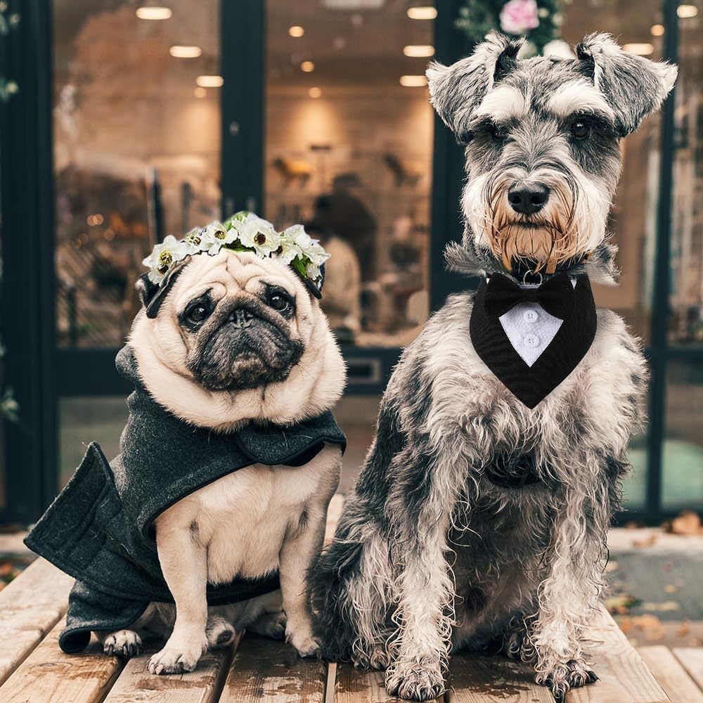 Dog Tuxedo accessories for Small Dogs,Dog Formal Suit Dogs Attire Pet Bow Tie Puppy Party Costumes Cat Tux Outfits Pets Cosplay Adjustable Bowties Wedding Birthday Valentines Black M