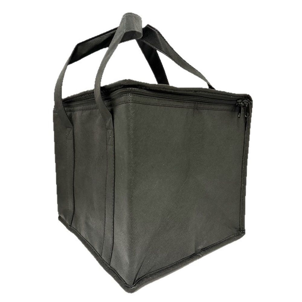 Medium Insulated Cooler Bag and Food Warmer for Delivery & Grocery Shopping with Zippered Top, Black (1 Pack)