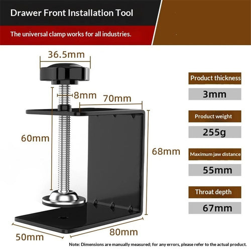 2 pack Clamp, Heavy Duty Adjustable Cabinet Installation Clamps Cabinetry Clamps Tools Drill Hole Guide Design for Easy and Fast Installing Frame of Cabinets Drawer (2 Pack)