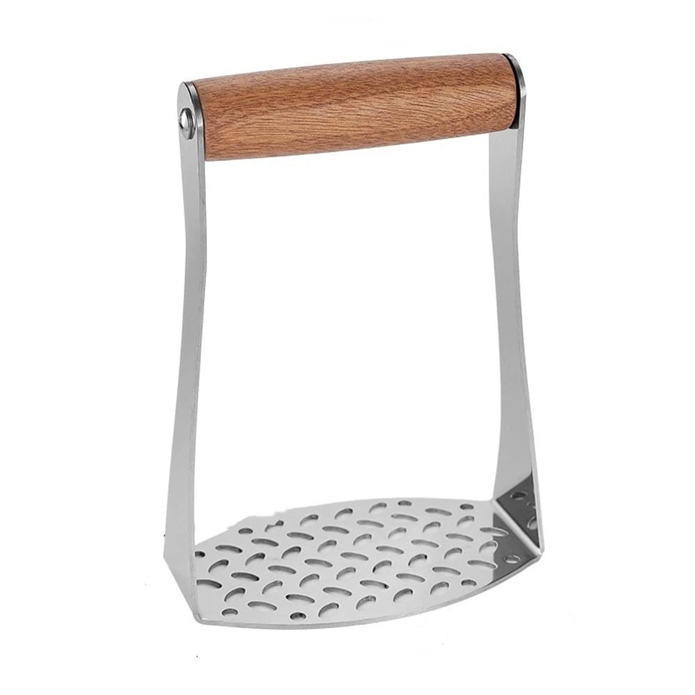Heavy Duty Potato Masher With Horizontal Handle | Versatile Food Masher For Vegetable | Made of Durable Stainless Steel | Silver
