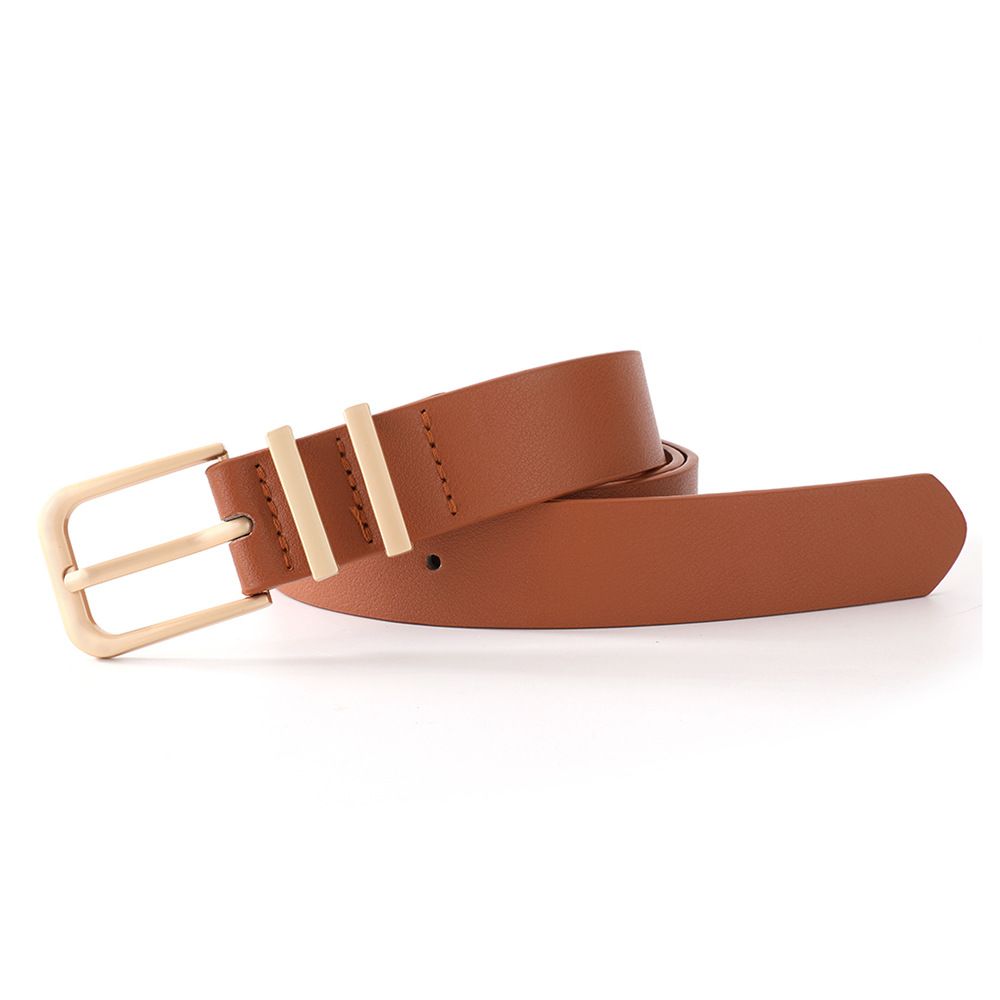 2 pack Women's Leather Belt for Jeans Pants Dresses Fashion Ladies Belt Square Gold Buckle Waist Belt for Women