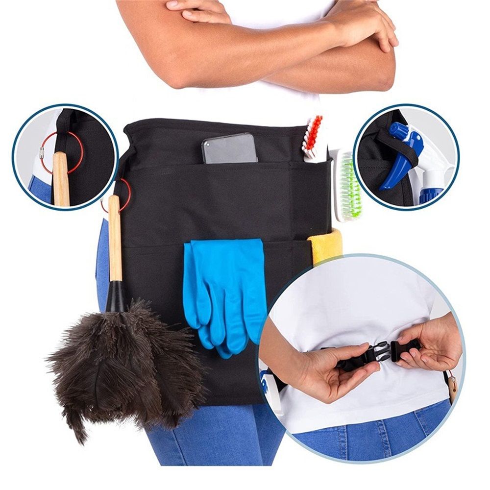 5-Pocket Waterproof Professional Cleaning Apron. Made for Pro Cleaners. Like a Cleaning Caddy Around Your Waist（only bag）
