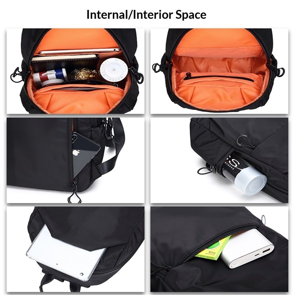 Black Convertible Sling Crossbody Backpack Shoulder Bag for Men Women, Waterproof Oxford cloth Chest Bag Strap Back Pack for Hiking Walking Biking Travel Cycling