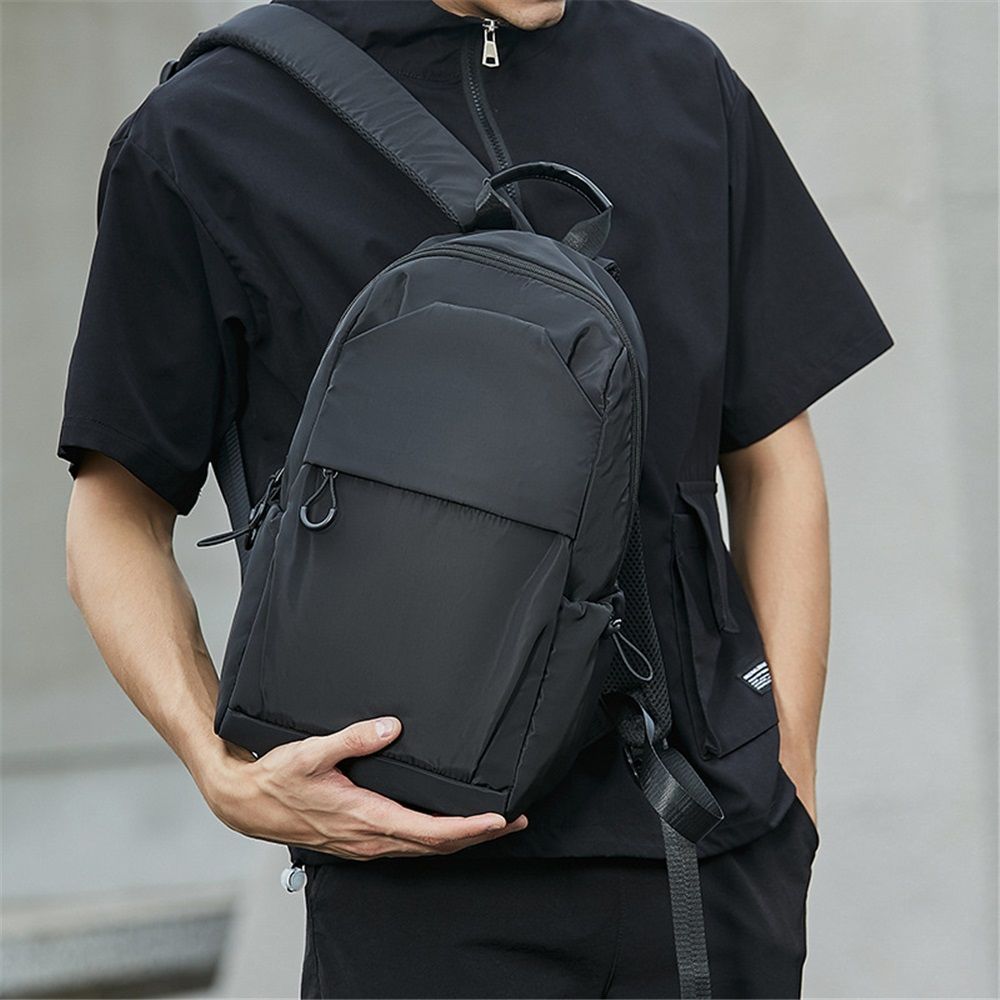 Black Convertible Sling Crossbody Backpack Shoulder Bag for Men Women, Waterproof Oxford cloth Chest Bag Strap Back Pack for Hiking Walking Biking Travel Cycling