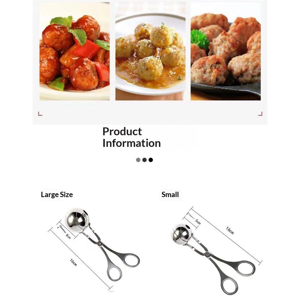 2 pack Meat Maker Tools Dough Meatball Scoop Non Stick Stainless Steel for Rice Meat Cookie Making（1 big and 1 small）