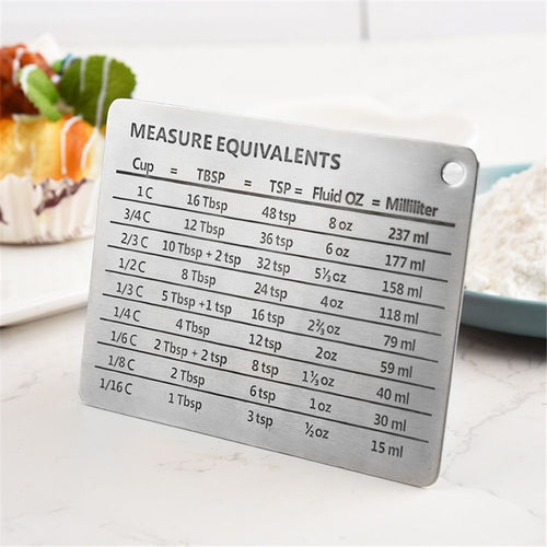2 pack Magnetic Kitchen Conversion Chart Endurance Stainless Steel Refrigerator Magnet Magnetic Kitchen Measurement Conversion Chart for Cups Tablespoons Teaspoons Fluid Oz Milliliters