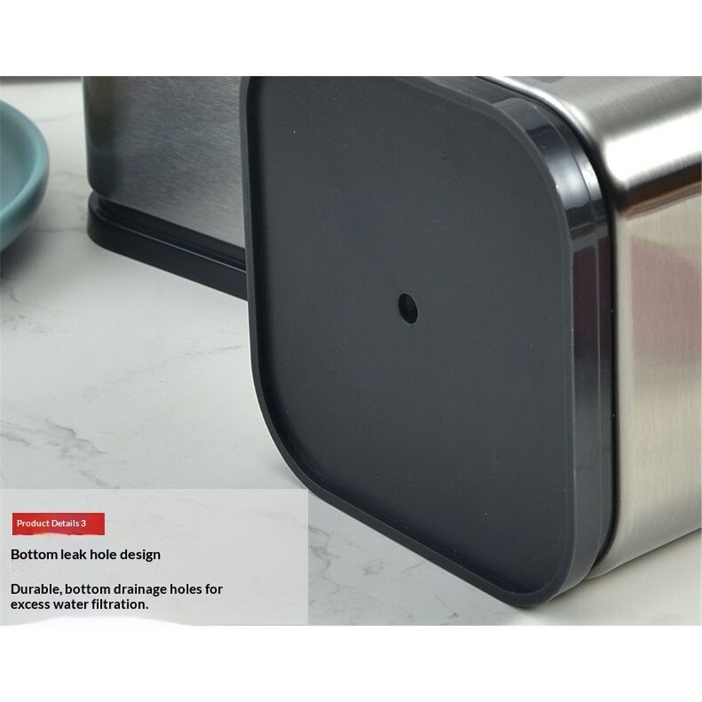 Utensil Holder for Kitchen Counter, Stainless Steel Utensil Organizer for Countertop, Rectangular Utensil Crock with Stable Base