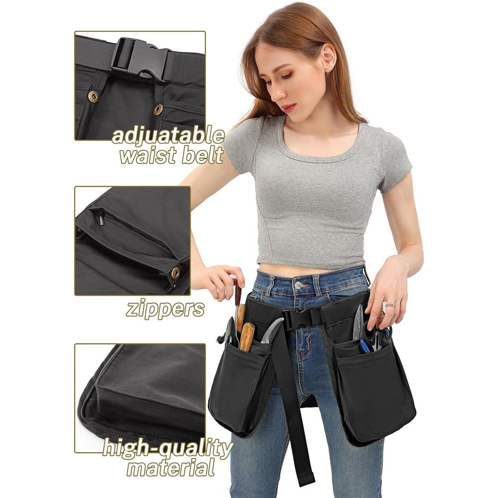 Dog Trainer Treat Pouch with Detachable Pockets, Hand Free Waist Belt Clip, Dog Handler Training Tools Storage Waist Pockets for Men and Women, also Used to Gardening Work, Hairstylist (Black)