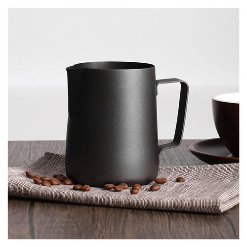 12 oz Milk Frothing Pitcher – Frother Cup with Drip Resistant Spout - Latte Art Pitcher for Cappuccino Espresso Barista, Home & Commercial Use（black）