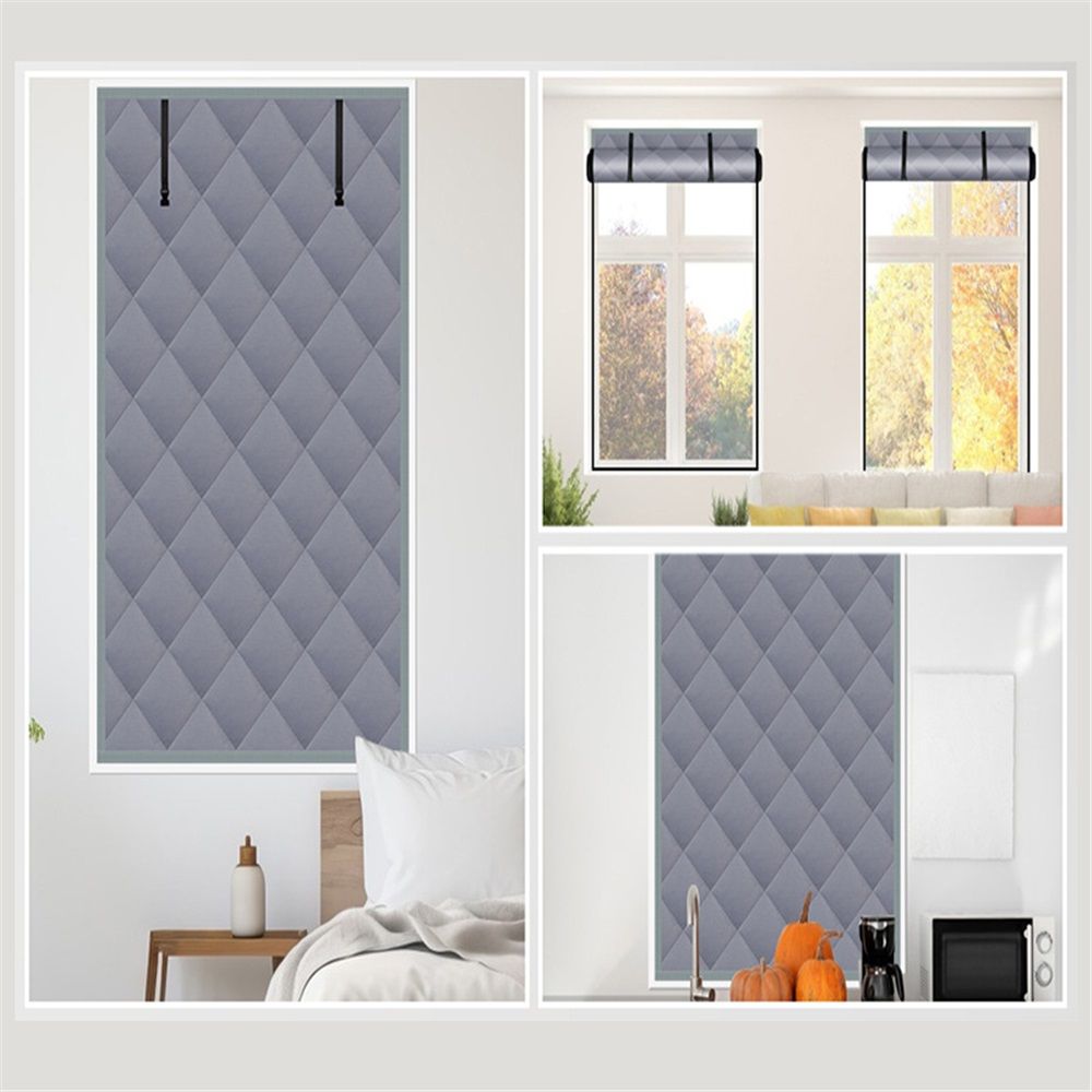Window Insulation for Winter 30”×56” Windows Insulation Kit Thermal Insulated Window Cover with Velcro* 1+Push Pin * 20pcs, Insulated Curtain for Winter Windows Blankets in Bedroom Attic - Gray