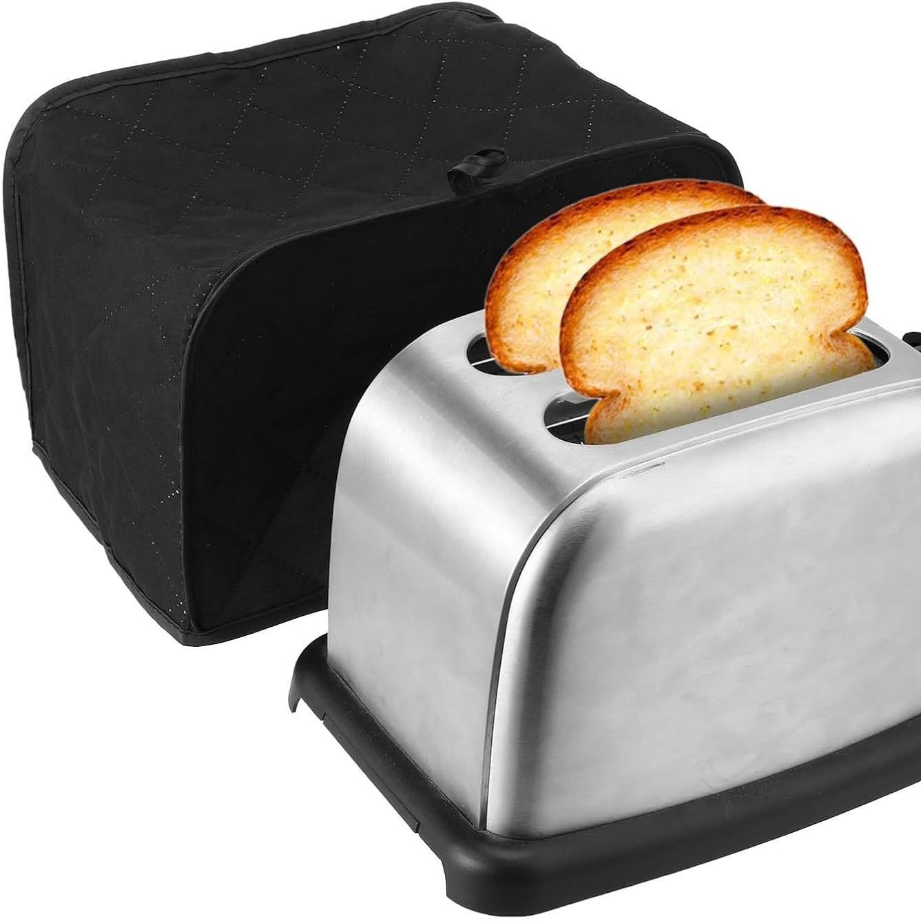 2 pack Black Toaster Cover 2 Slice, Two Slice Bread Machine Covers Quilted Toaster Covers Bread Maker Universal Size Kitchen Appliance Cover Polyester, Dust and Fingerprint Protection（Excluding bread machine）