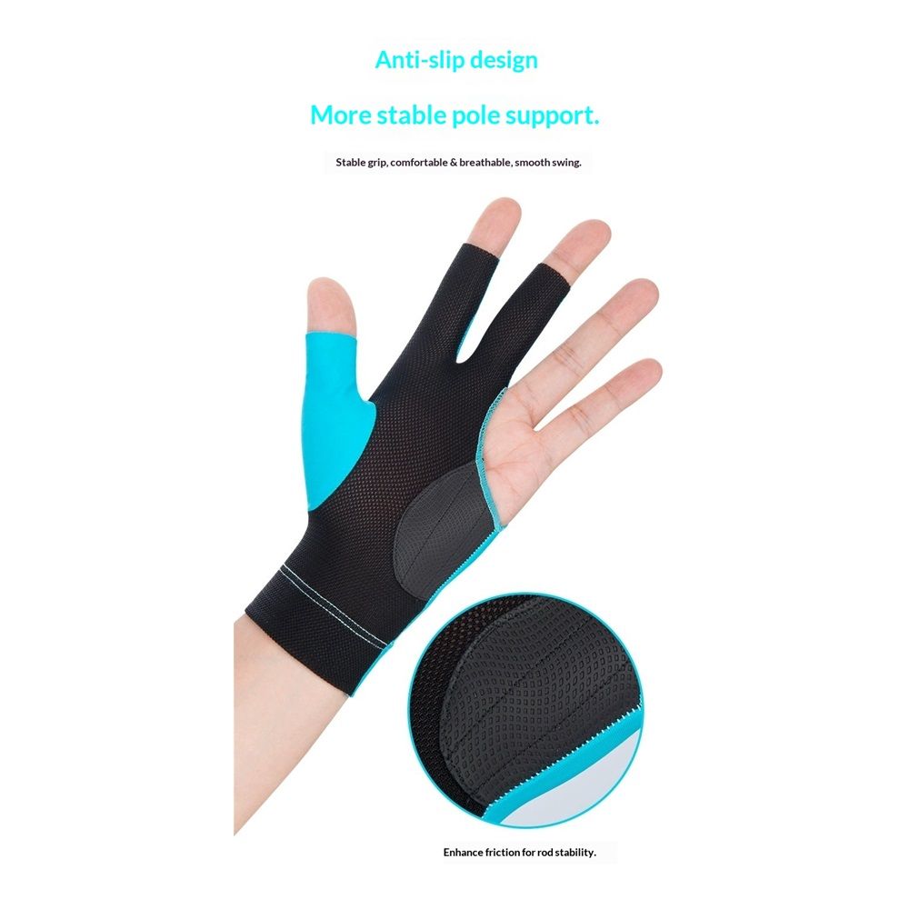 A pair of Professional Billiard Gloves-Left and Right in Different Size, Sport Glove Fits for Men Women (blue)