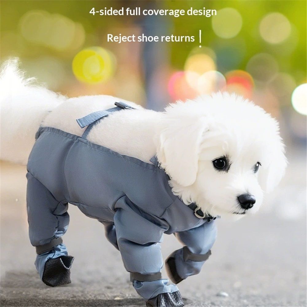 Waterproof Dog Boots Rain Boots with Suspender, Dogs Shoes Paw Protector for Small Medium Puppy, Anti-Slip Doggy Boot Belly Protector, Rain Booties Snow Booties (L)