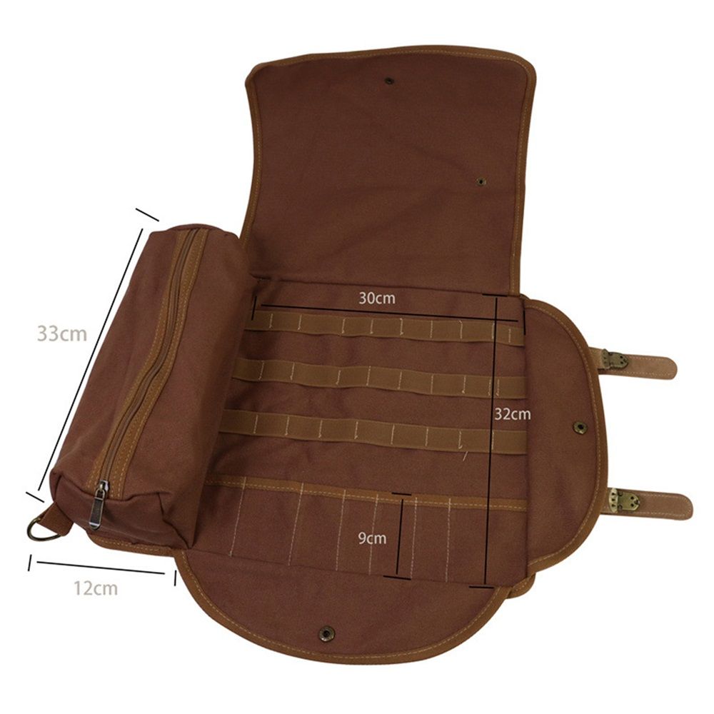 Bartender Bag (Without Tools) - Stylish, Canvas, Roll Up Traveling Bar Bag for Carrying Bar Tools and Cocktail Shaker Set with Shoulder Strap - Portable Travel Bartending