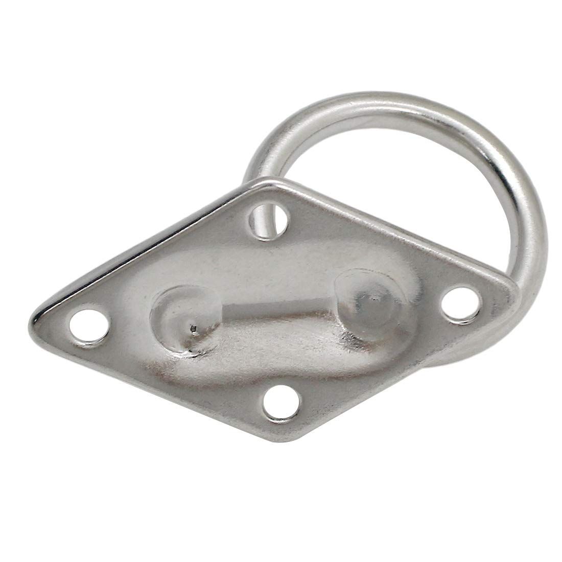 4 Pcs M6 Diamond Pad Eye Plate with Ring Hook, Ceiling Hooks Wall Mount Bracket, Heavy Duty Stainless Steel Anchor Mount for Yoga Swings Hammocks/Boat Rigging/Suspension Training Straps