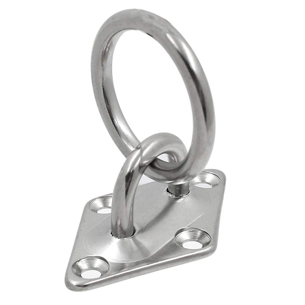4 Pcs M6 Diamond Pad Eye Plate with Ring Hook, Ceiling Hooks Wall Mount Bracket, Heavy Duty Stainless Steel Anchor Mount for Yoga Swings Hammocks/Boat Rigging/Suspension Training Straps