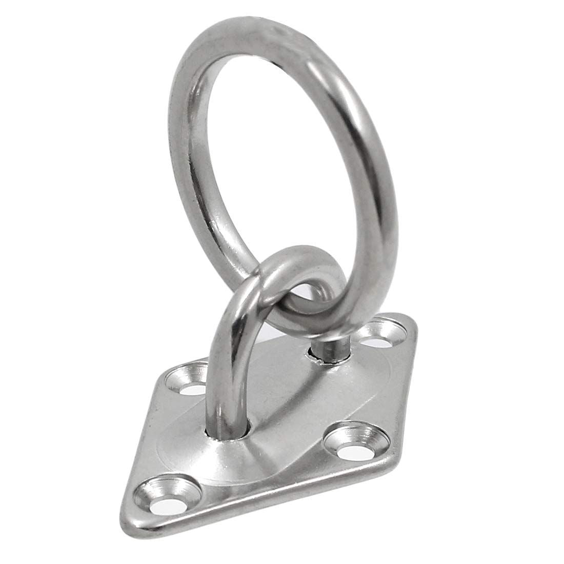4 Pcs M6 Diamond Pad Eye Plate with Ring Hook, Ceiling Hooks Wall Mount Bracket, Heavy Duty Stainless Steel Anchor Mount for Yoga Swings Hammocks/Boat Rigging/Suspension Training Straps