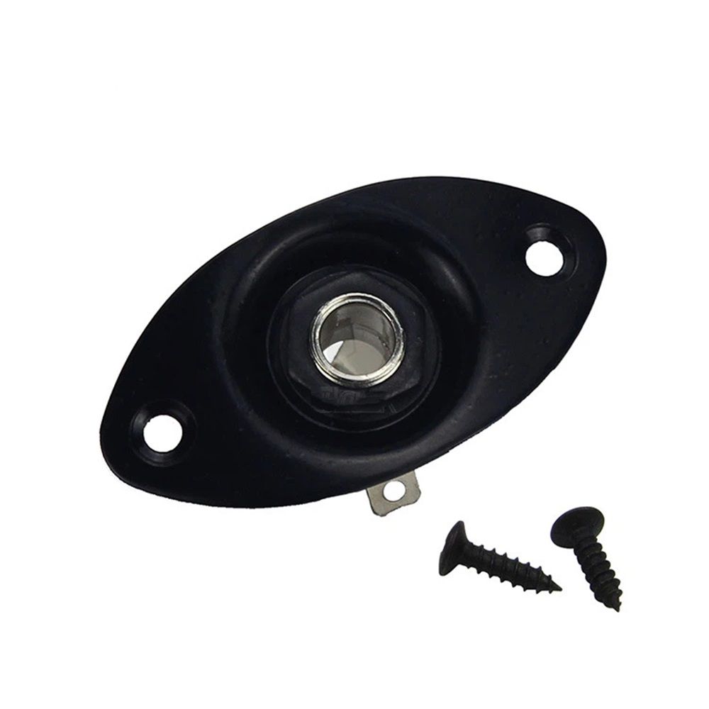 2 pack Oval Output Input Jack Plate Socket with Screws for  Style Electric Guitar Parts Replacement .（black）