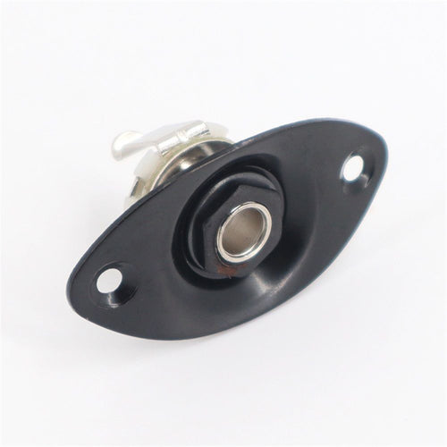 2 pack Oval Output Input Jack Plate Socket with Screws for  Style Electric Guitar Parts Replacement .（black）