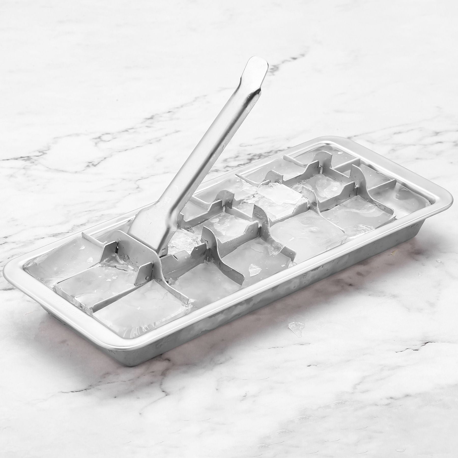 Stainless Steel Ice Cube Tray with 18 Slots, Metal Ice Cube Maker with Removable Trays, Easy Release Handle & Level, Dishwasher Safe for Bars, Kitchens & Frozen Foods