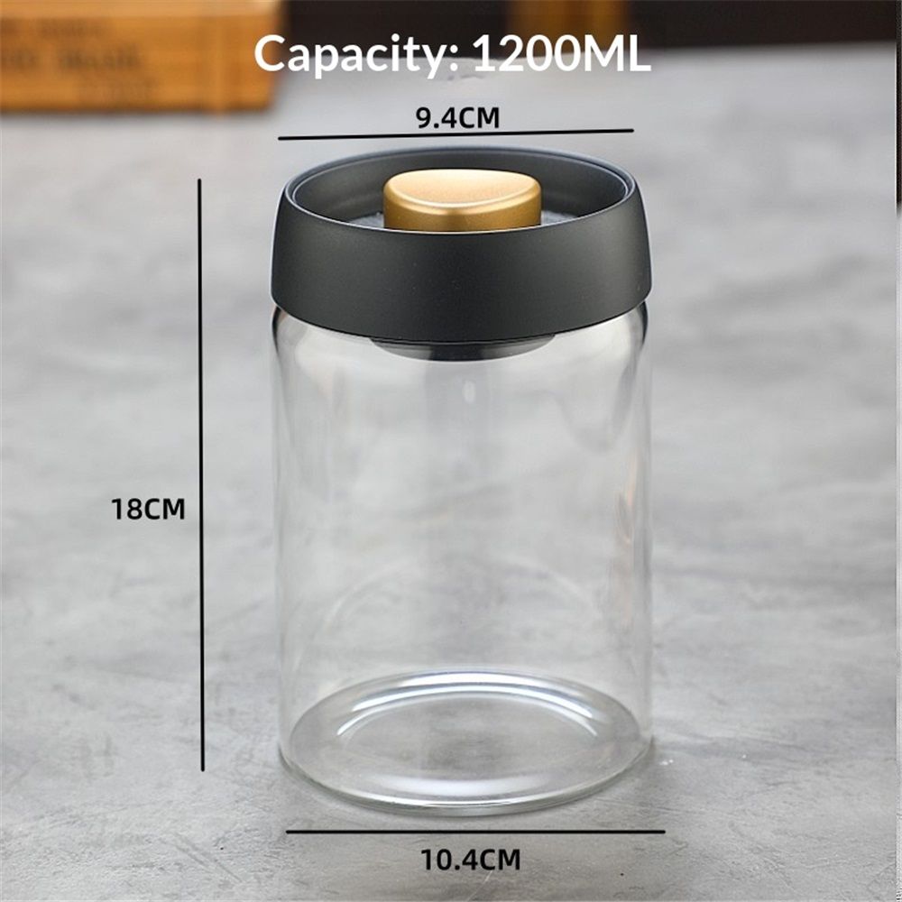 Coffee Bean Storage Container Airtight, Lid Sealed with Press-Down Vacuum, Borosilicate Glass Coffee Canister, Food Storage, Coffee Bar for Ground Coffee, Tea, Beans, Spices（1200ml）