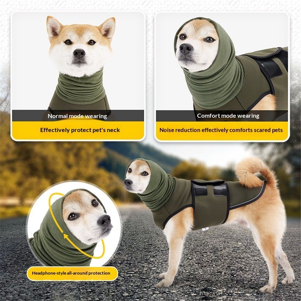 Dog Anxiety Jacket, Dog Shirt with Turtleneck, Breathable Calming Vest, Indoor and Outdoor Separated Pet Jacket (outdoor Green, Small)