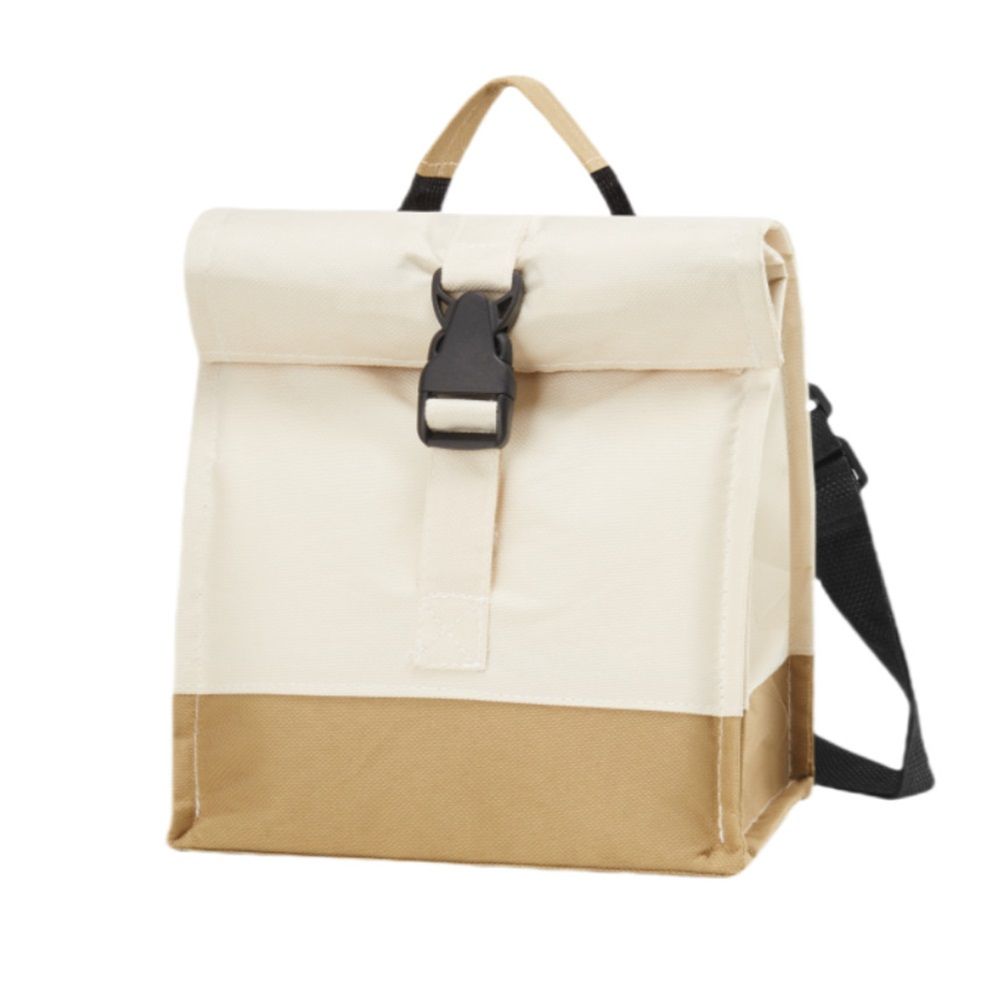 Insulated Lunch Bag Rolltop Lunch Box Medium Lunch Cooler Tote for Women, Girls, Teens and Adults (White)