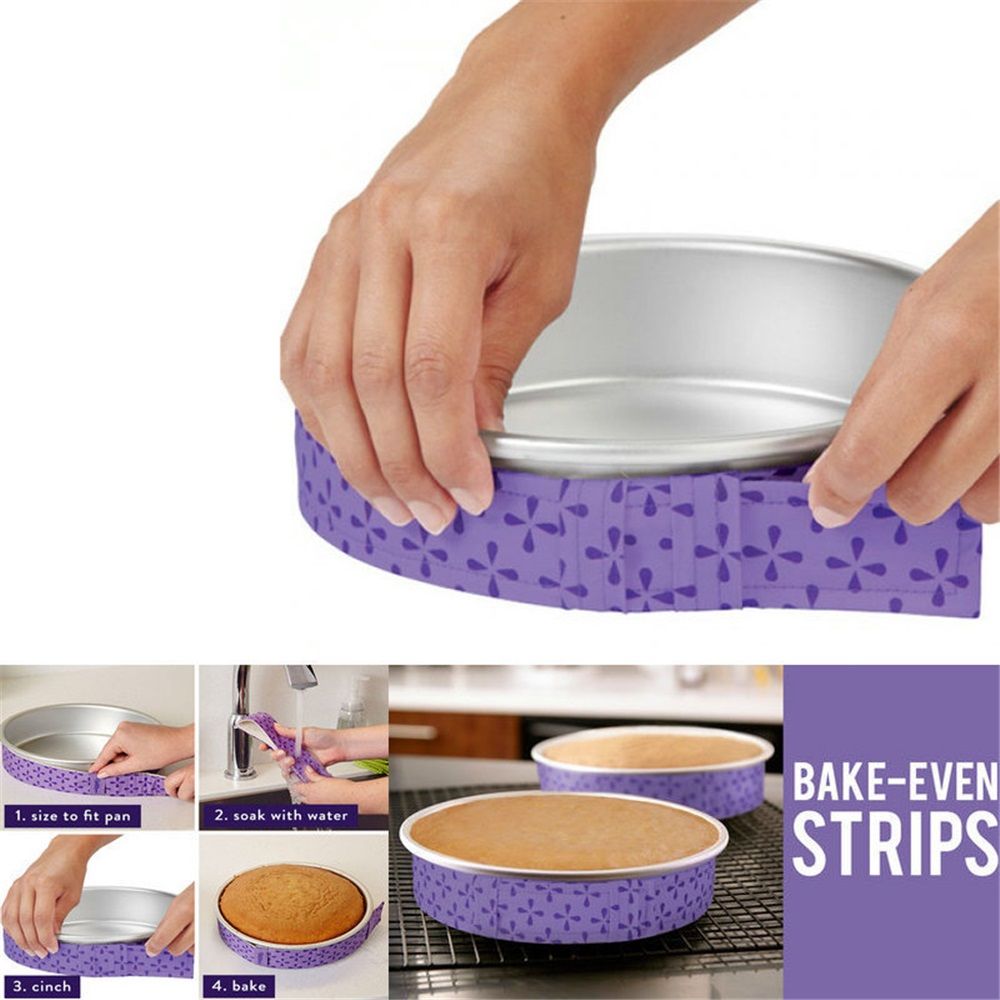 4-Piece Cake Pan Dampen Strips, Super Absorbent Thick Cotton Strips for Baking, Cake Leveler and Baking Supplies