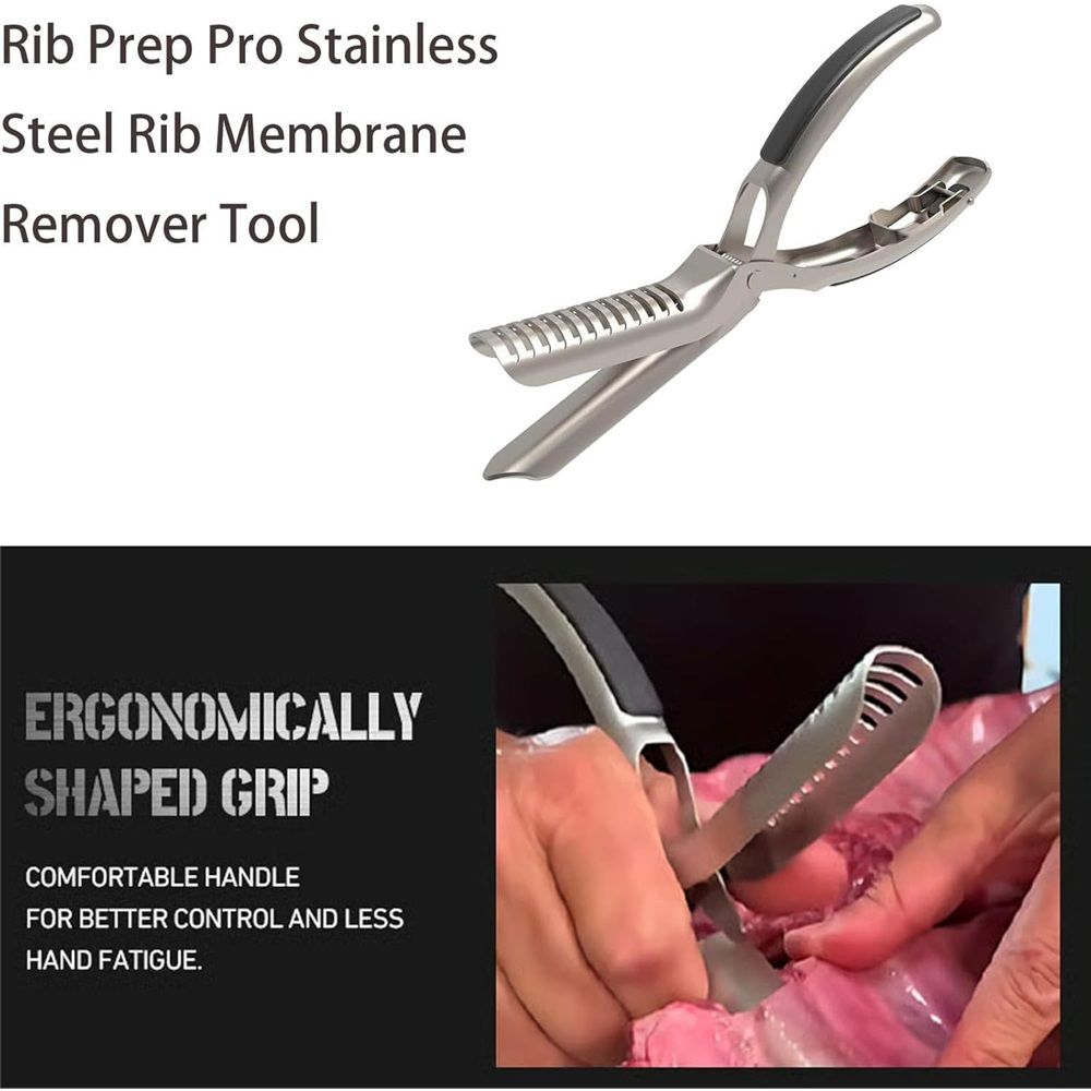 Stainless Steel Rib Skinner & Rib Membrane Remover for BBQ Enthusiasts and Chefs! With Arc Clamp & Non-Slip Grip, Effortlessly Remove Rib Membranes for Perfect Rib Prep（1PC）