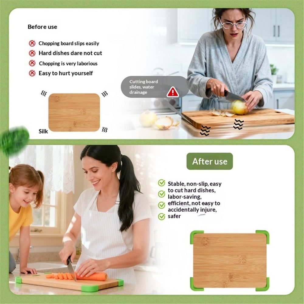 2 set Silicone Non-Slip Feet for Cutting board, Preventing Cutting Injuries in the Kitchen Chopping Boards Feet for Kitchen Safe, Warm Gifts for Kitchen & Home Protector (Green)