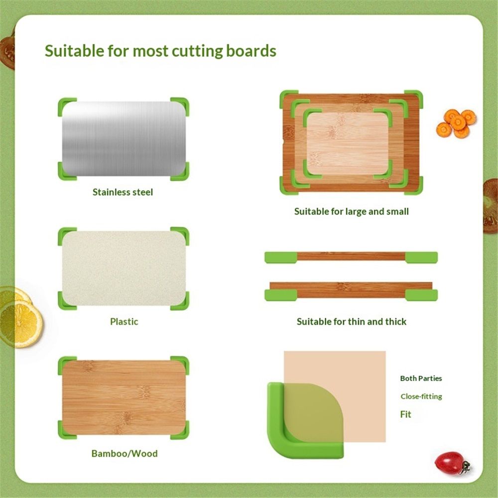2 set Silicone Non-Slip Feet for Cutting board, Preventing Cutting Injuries in the Kitchen Chopping Boards Feet for Kitchen Safe, Warm Gifts for Kitchen & Home Protector (Green)