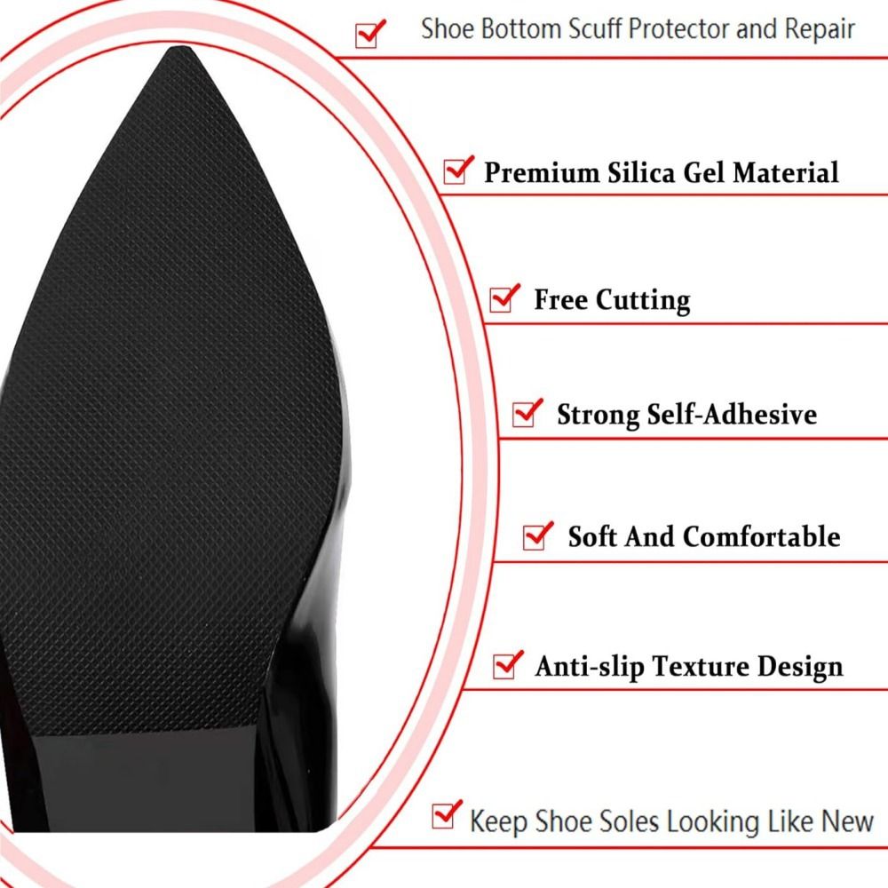 3 Pairs Black Shoe Sole Protector,Anti Slip Shoe Grips on Bottom of Shoes - Bottom Protector - Sole Guard - Non-Slip Shoe Pads for High Heels (6"x4")