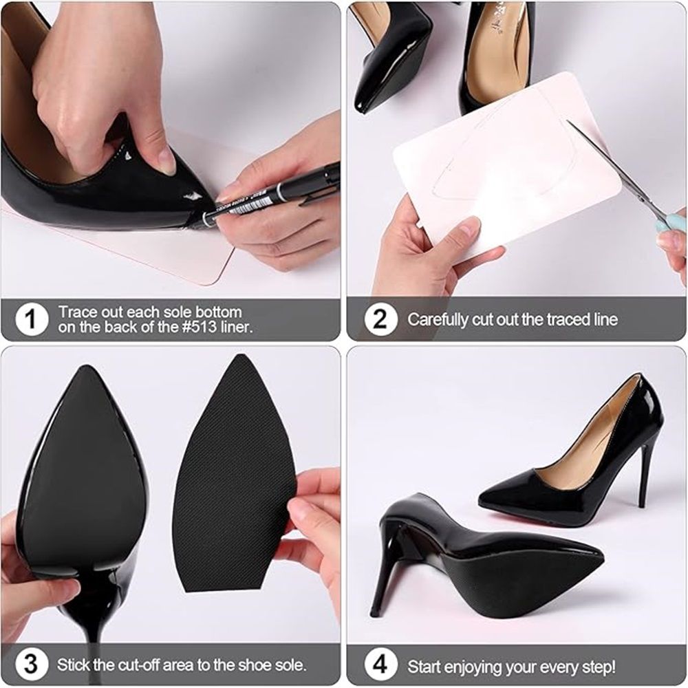 3 Pairs Black Shoe Sole Protector,Anti Slip Shoe Grips on Bottom of Shoes - Bottom Protector - Sole Guard - Non-Slip Shoe Pads for High Heels (6"x4")