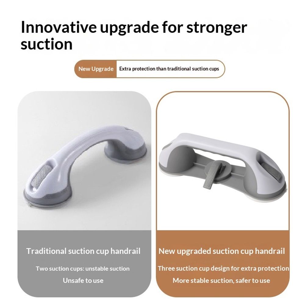 Shower Grab Bar Suction Cup 11 inch, Grab Bars for Bathtubs, Bathroom Safety Grip Shower Handle for Elderly and Seniors, Bath Handrails Removable & Reusable Waterproof, No Drilling