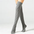Women's Cable Knit Thigh High Boot Socks Extra Long Winter Stockings Leg Warmers, Boot Stocking Socks Knee High Leg Warmers (gray)