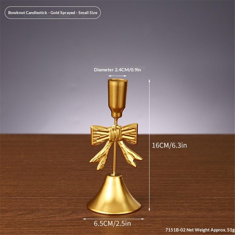 3 Pcs Gold Bow Taper Candle Holder Vintage Candle Stick Holders Antique Brass Decorative Candlestick for Wedding Christmas Home Table Decor