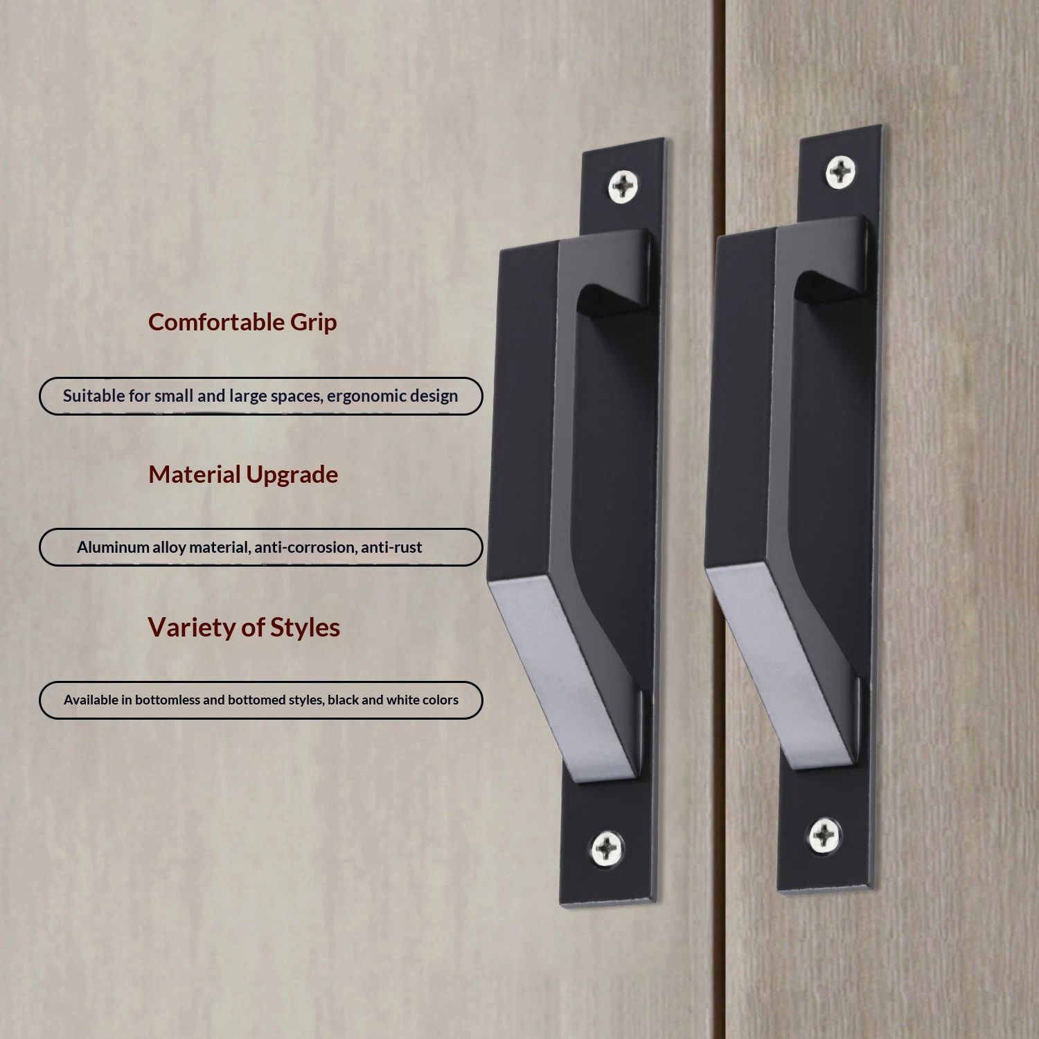 Sliding barn Door Handle Wooden Door Handle 20cm, for Sliding Doors or Revolving Doors Functional and Comfortable Door Handle