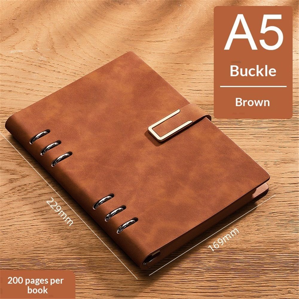 Professional Watercolor Sketchbook with 6-Ring Binder, 100 cores with A5-6 horizontal lines Cotton Acid-Free Cold Press Paper, for Artists, Students & Adults (brown)