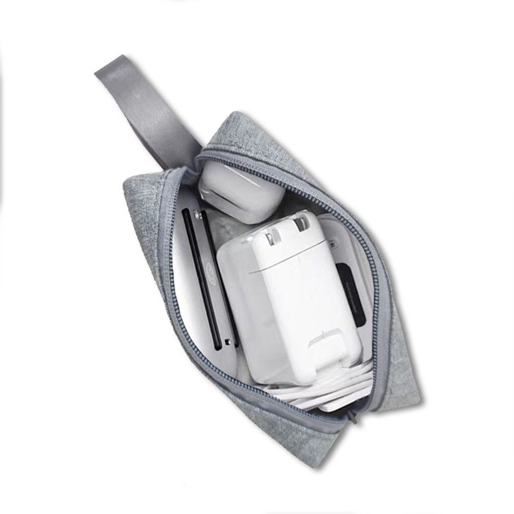 2 pack Small Makeup Bag, Cosmetic Toiletry Skin Care Make up Little Items Pouch for Purse, Zipper Mini Tech Charger Cable Electronic Organizer Case, Travel Accessories for Women Men Teen, Grey