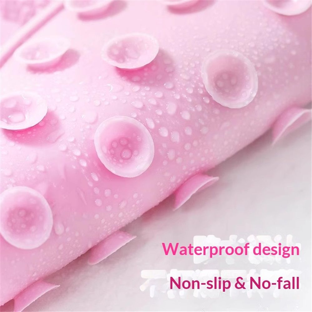 2 pack Shower Back & Foot Scrubber,Wall Mounted Back Scrubber Silicone Bath Massage Cushion Brush with Suction Cups,Bathroom Wash Foot Mat Exfoliating Dead Skin Foot Brush (Pink)