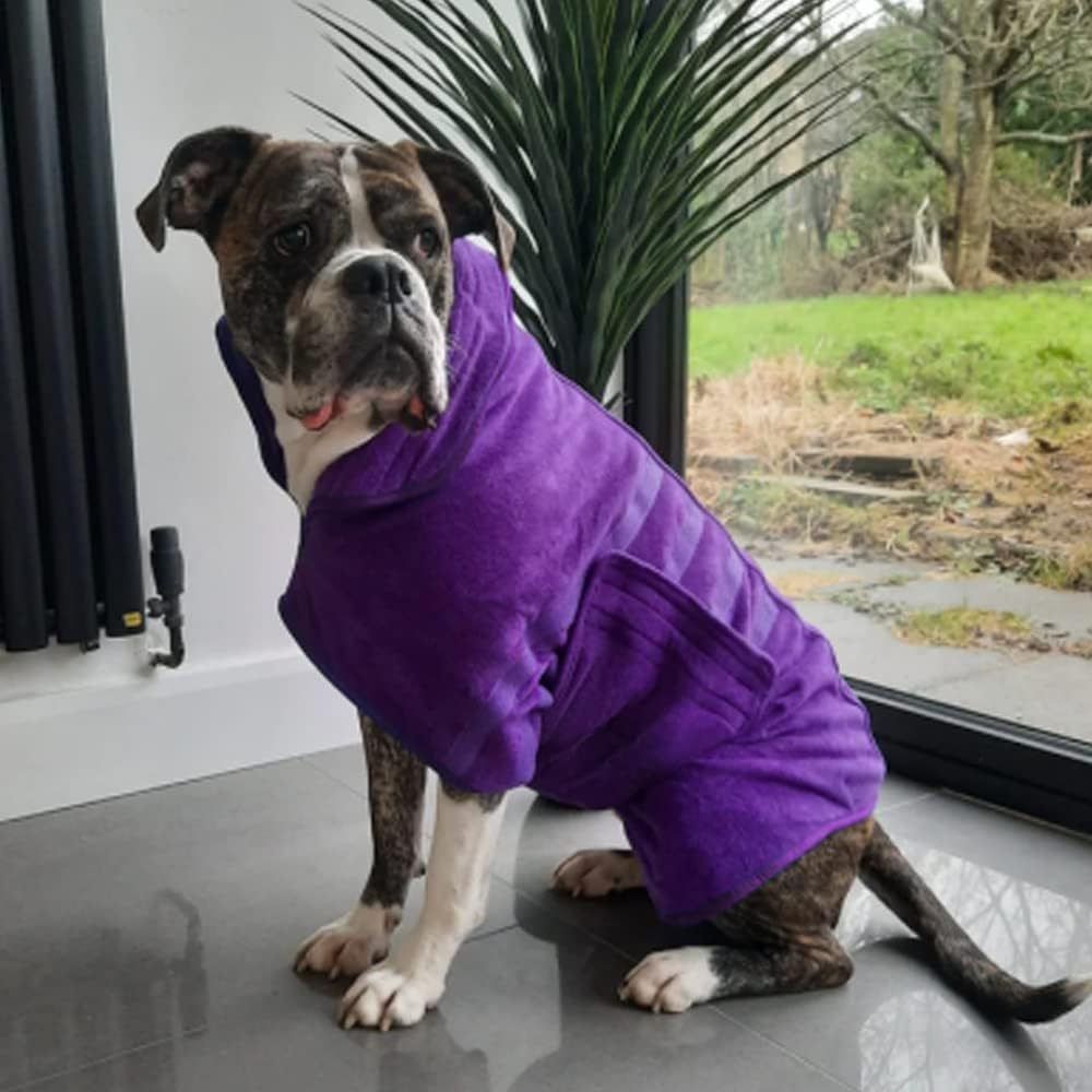 Dog Bathrobe, Super Absorbent Microfiber Robe Towel for Quick Drying, Comfortable Soft Dog Drying Coat with Adjustable Belly Strap, Ideal for Baths, Swimming, Rainy Walks, and Keeping Warm（S）